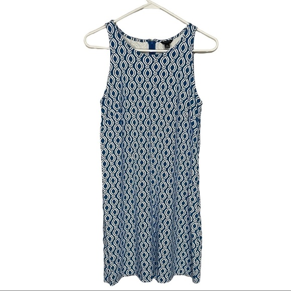 ANN Taylor Sleeveless Midi Nautical Knot Print Knit Dress, Blue White, Med Tall - Picture 8 of 8
